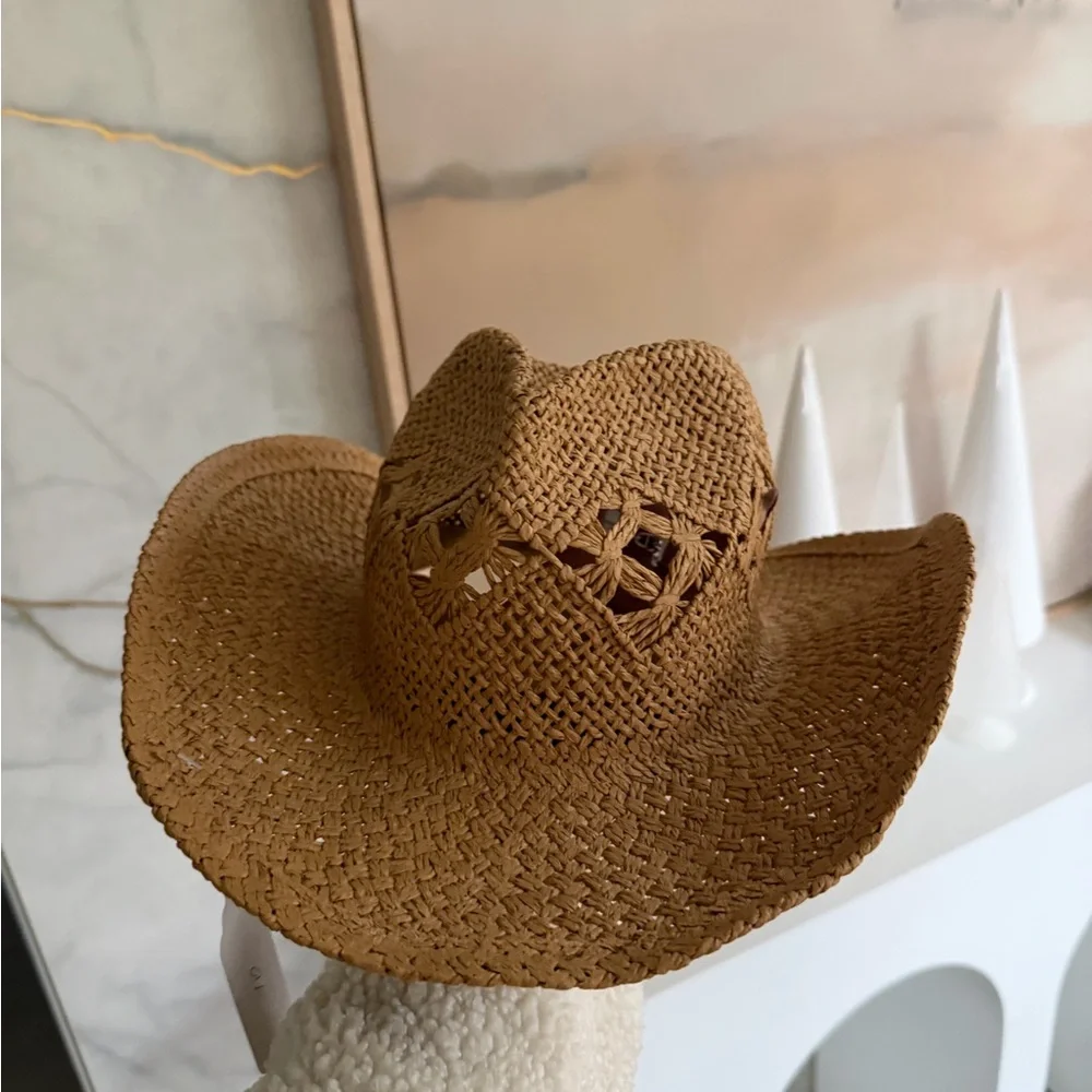 Stylish Tan Woven Cowboy Hat - Picture 2 of 5